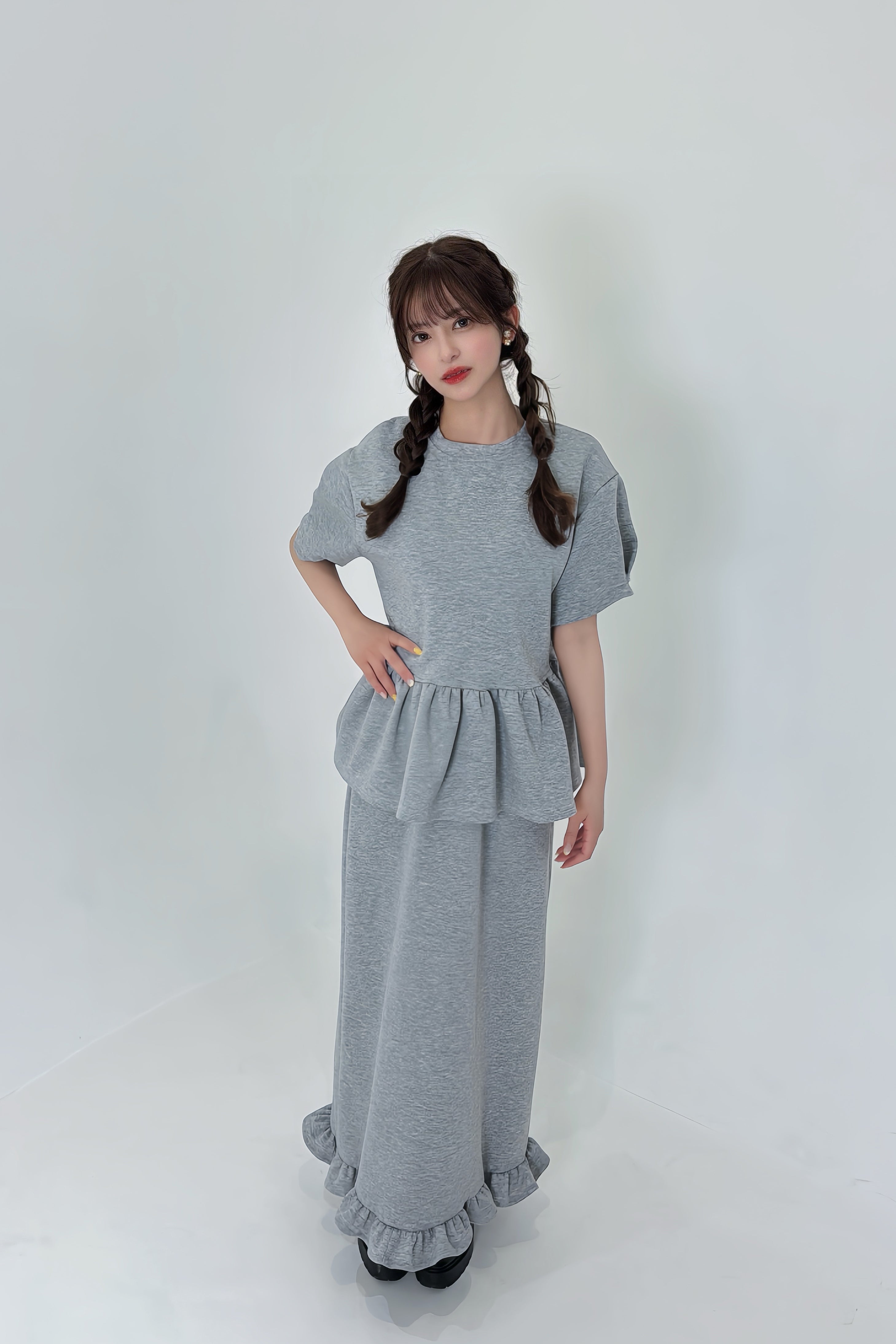 MELT GRAY PEPLUM SETUP