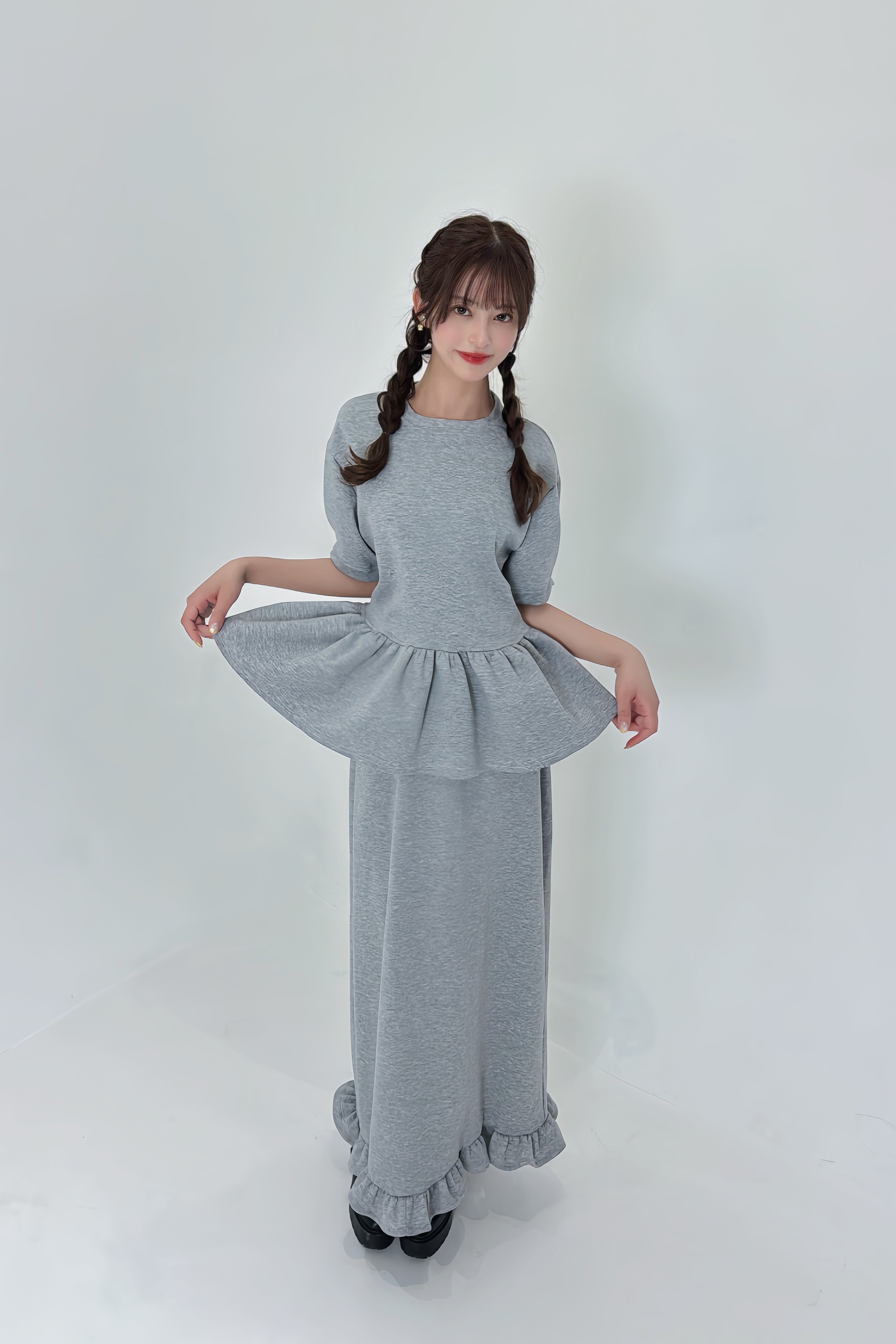 MELT GRAY PEPLUM SETUP