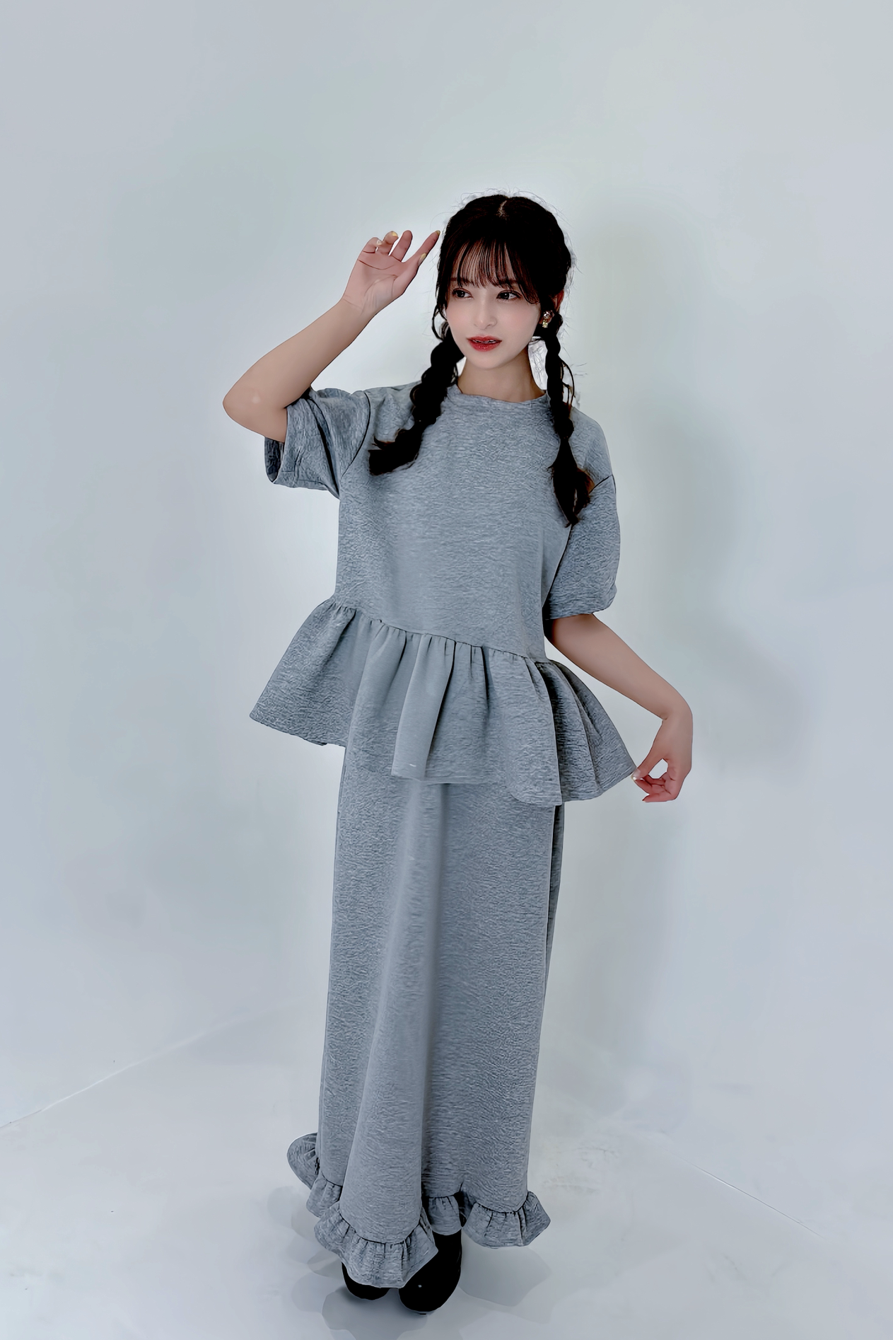 MELT GRAY PEPLUM SETUP