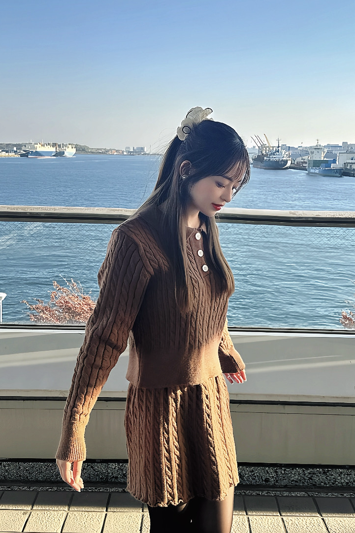 Cocoa Cable Knit Set
