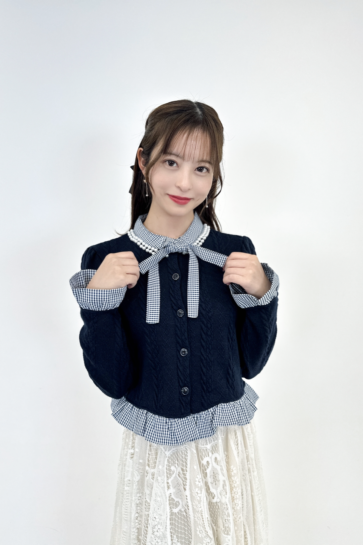 french retro gingham check frill tops