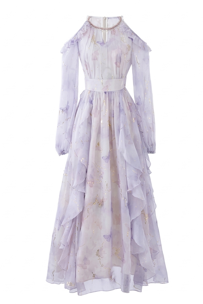 Ethereal Bloom Chiffon Dress