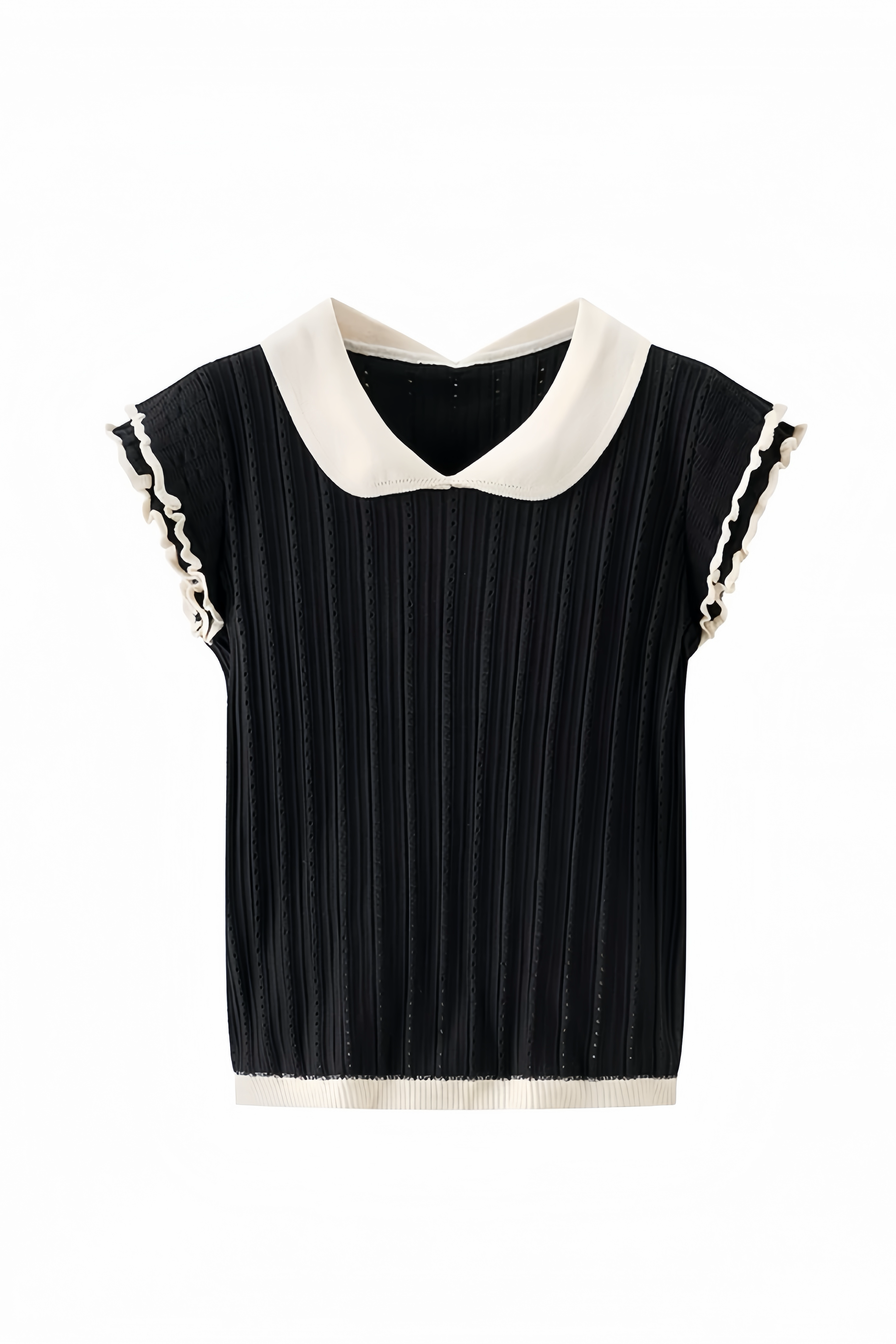 Elegant Frill Collar Knit Top