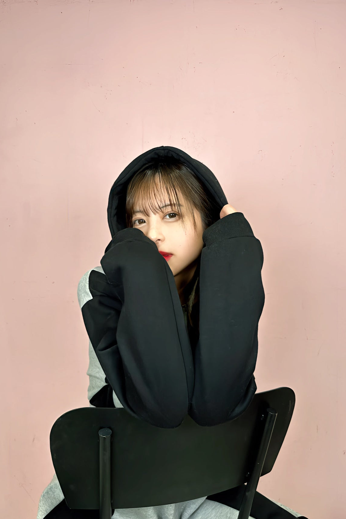 Bicolor hoodie relax dress