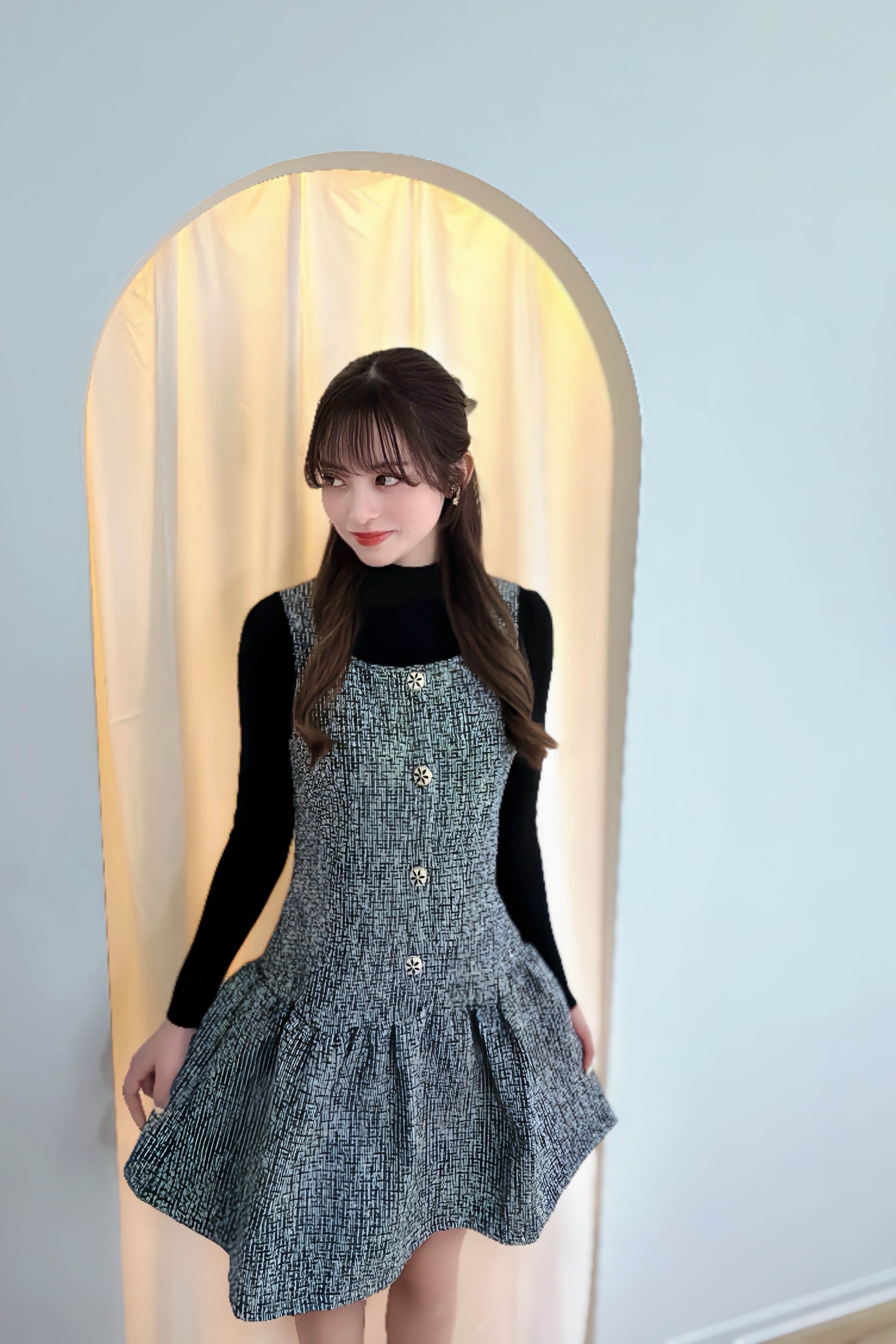 Chic Parisian Tweed Flare Dress