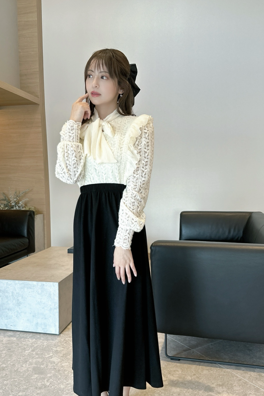 Romantic Lace Bow Blouse