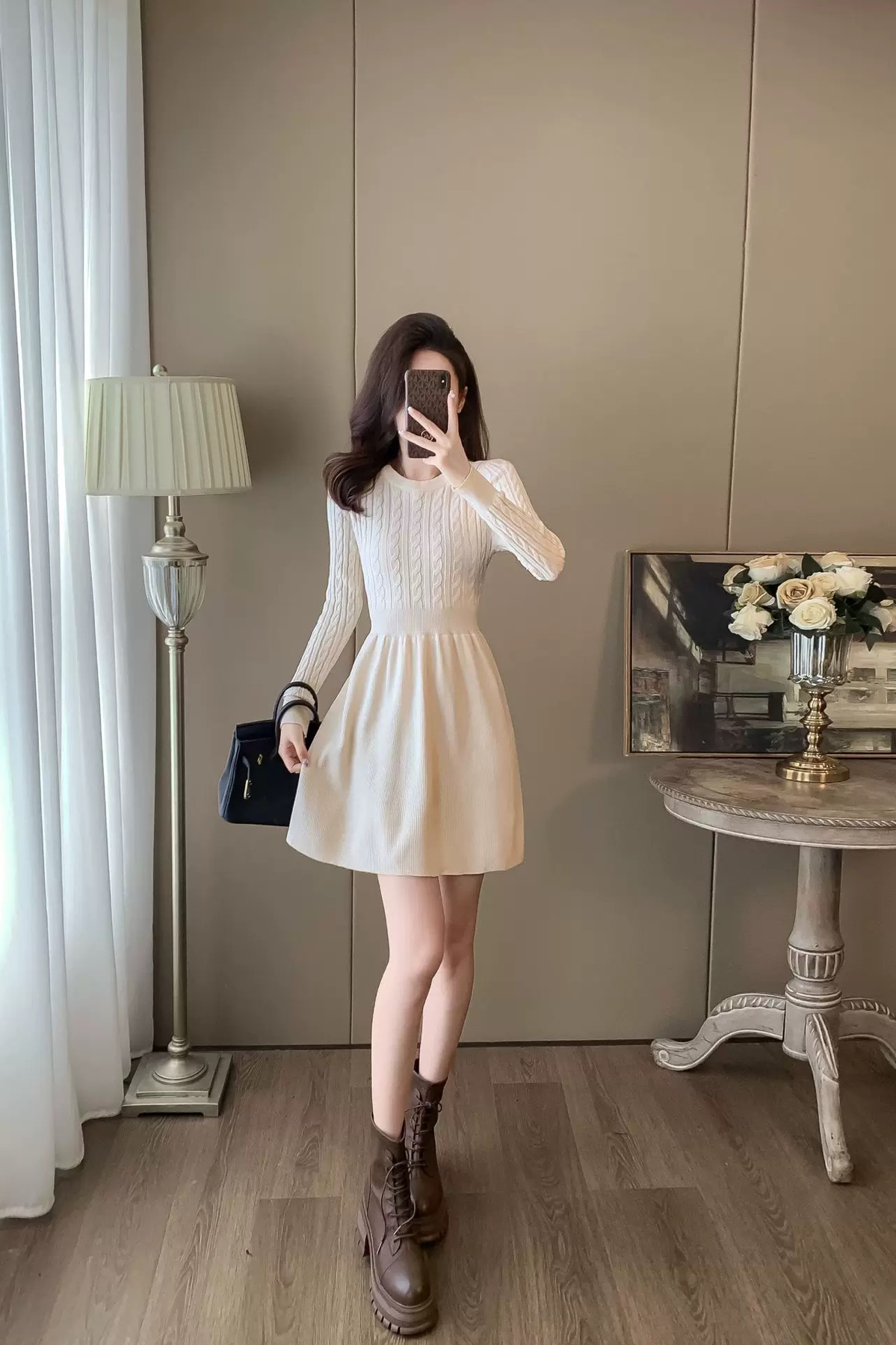 french cable knit dress