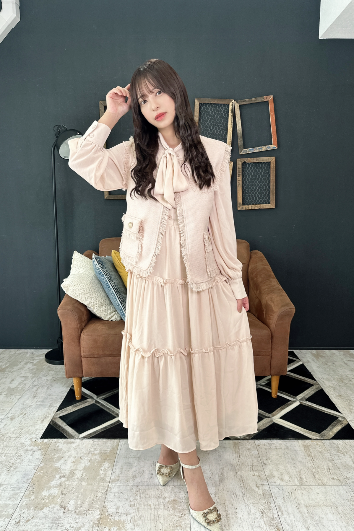 french Sweet Vest Dress Set