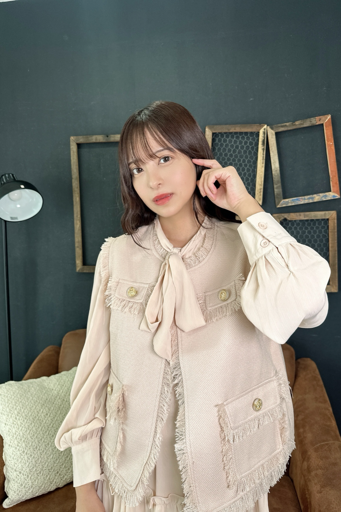 french Sweet Vest Dress Set