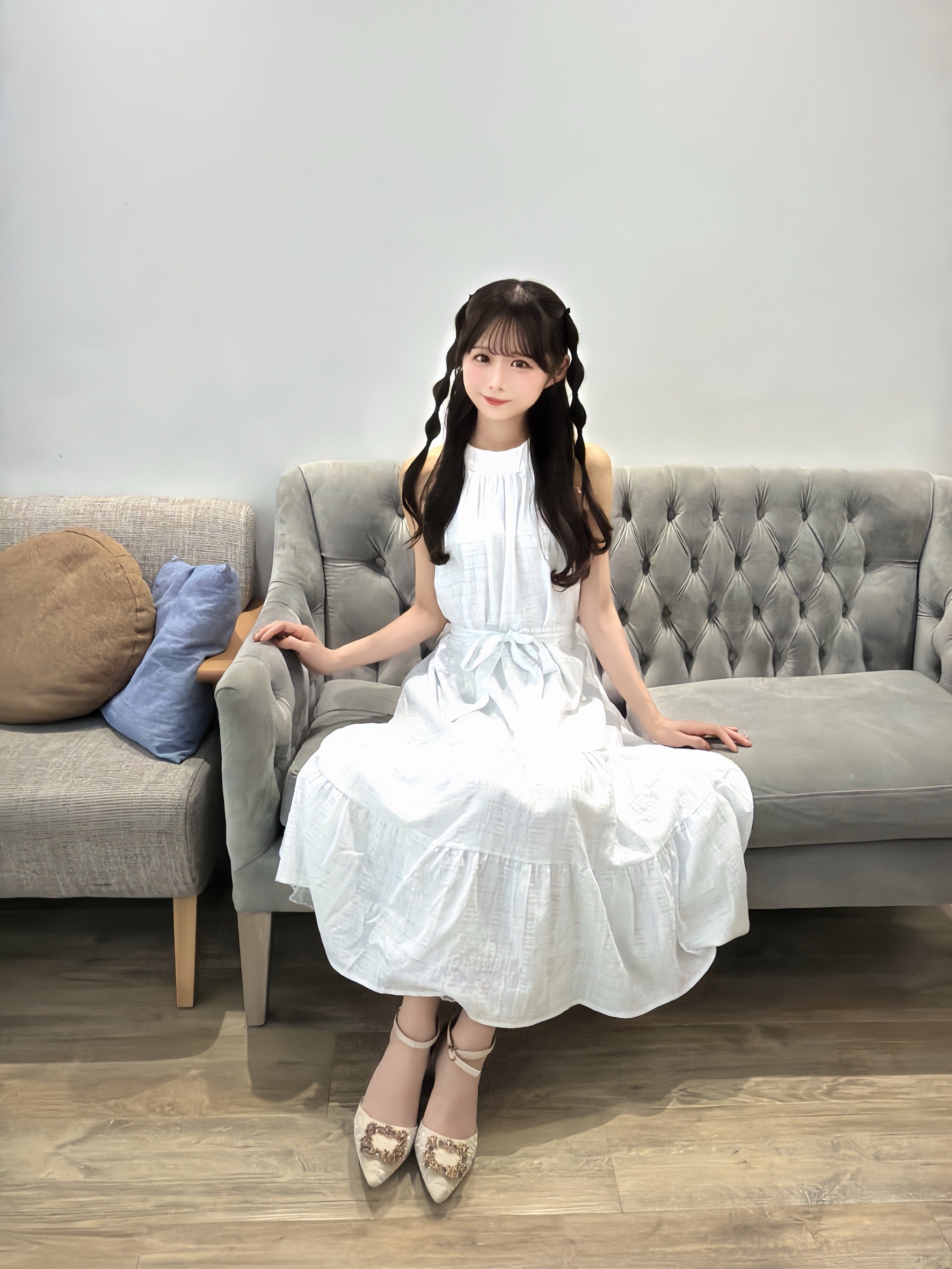 Soft Ribbon Tiered Midi Dress