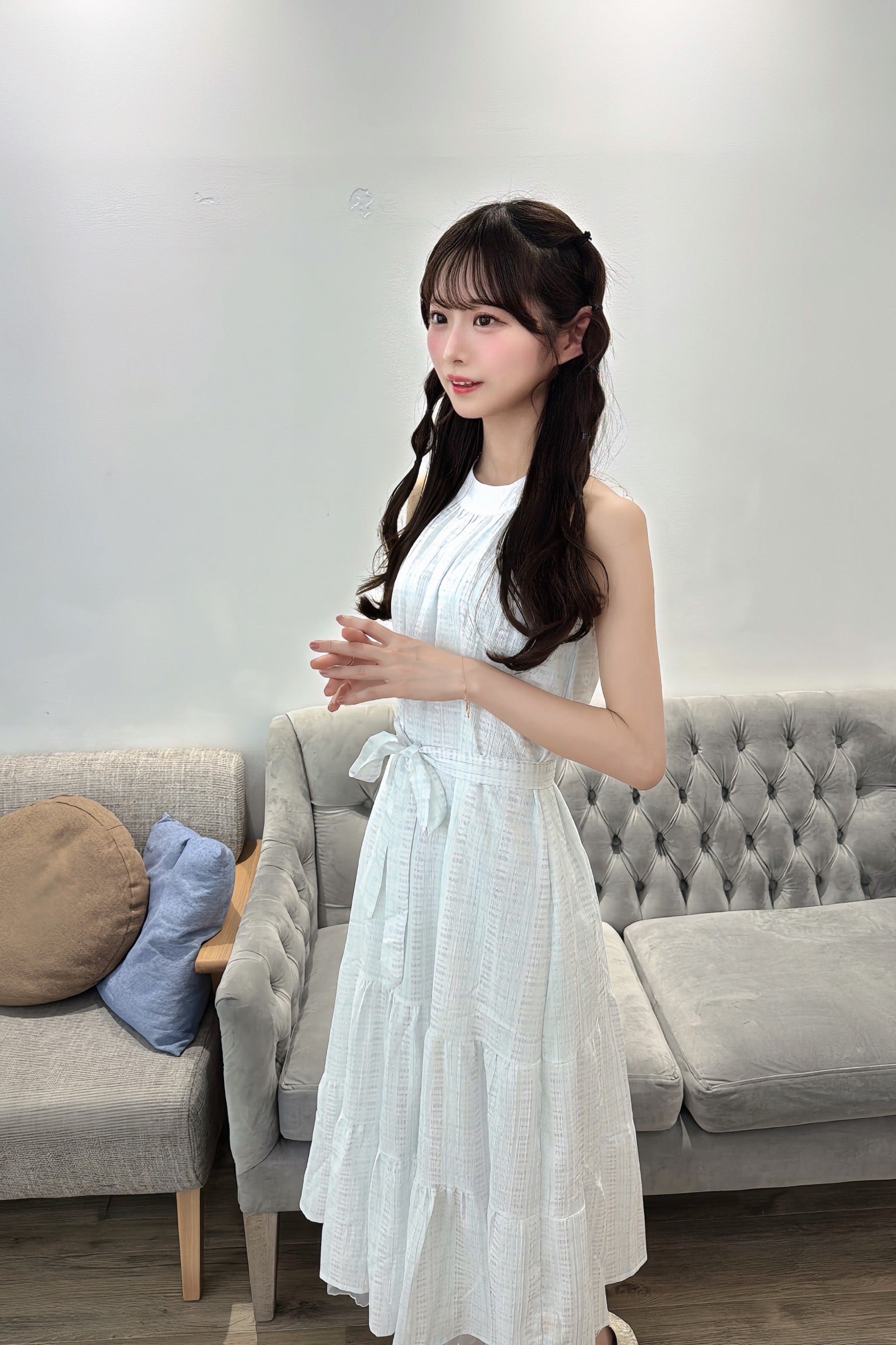 Soft Ribbon Tiered Midi Dress