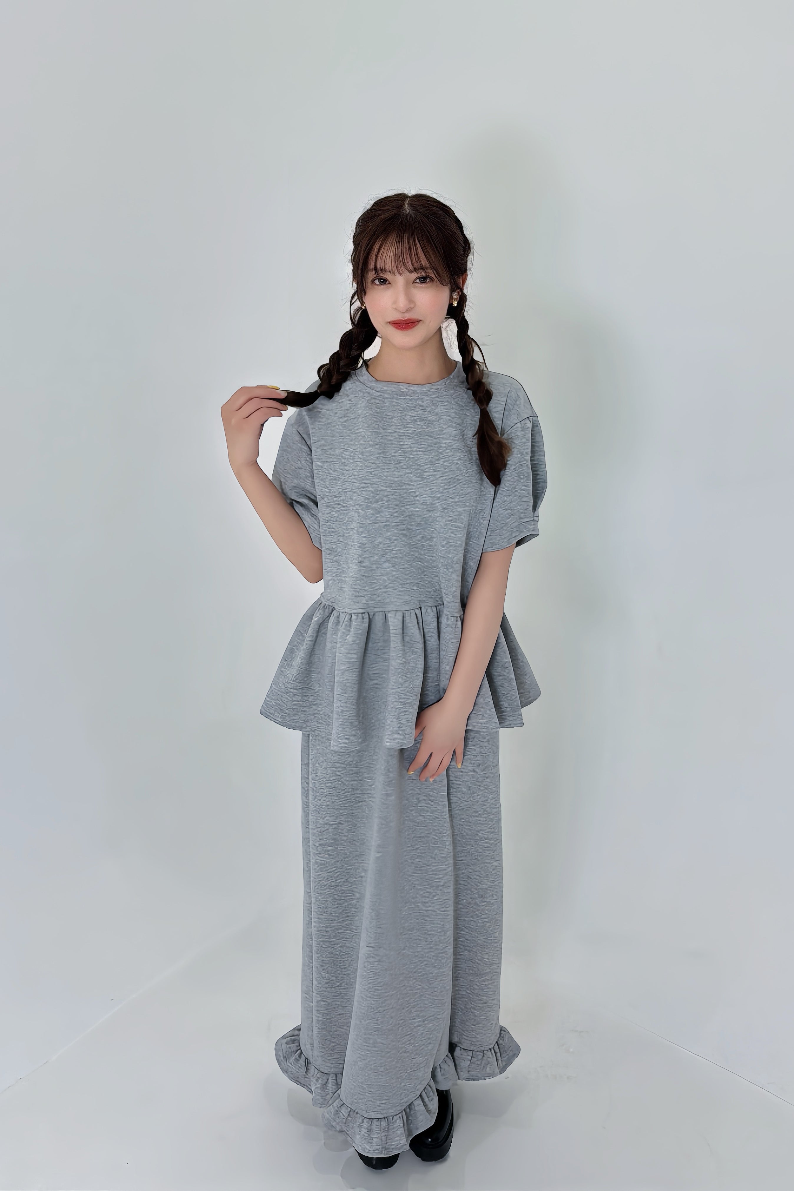 MELT GRAY PEPLUM SETUP