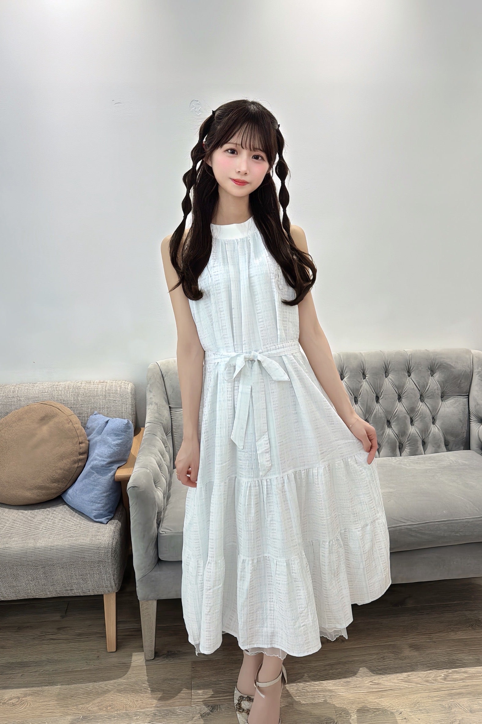 Soft Ribbon Tiered Midi Dress
