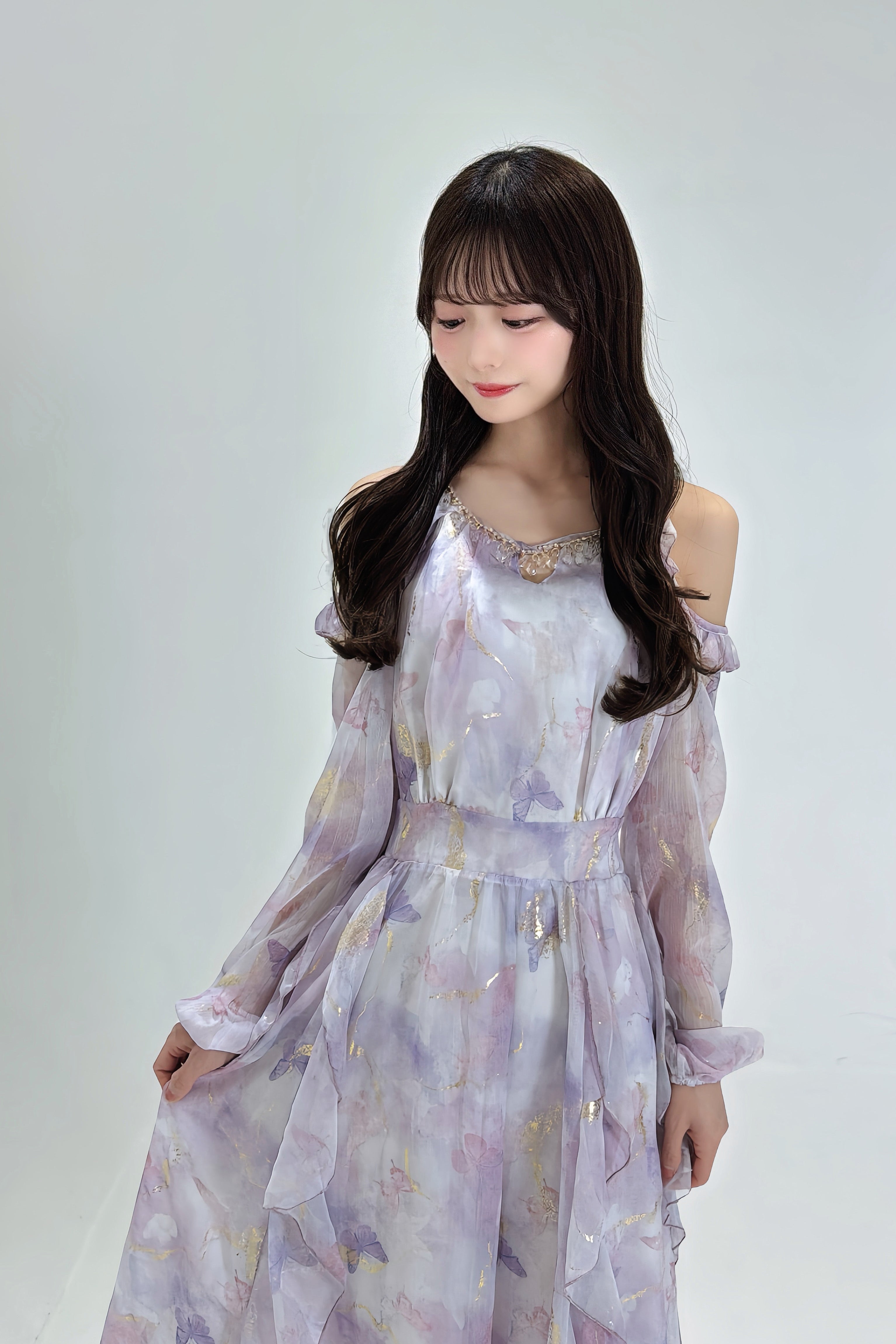 Ethereal Bloom Chiffon Dress