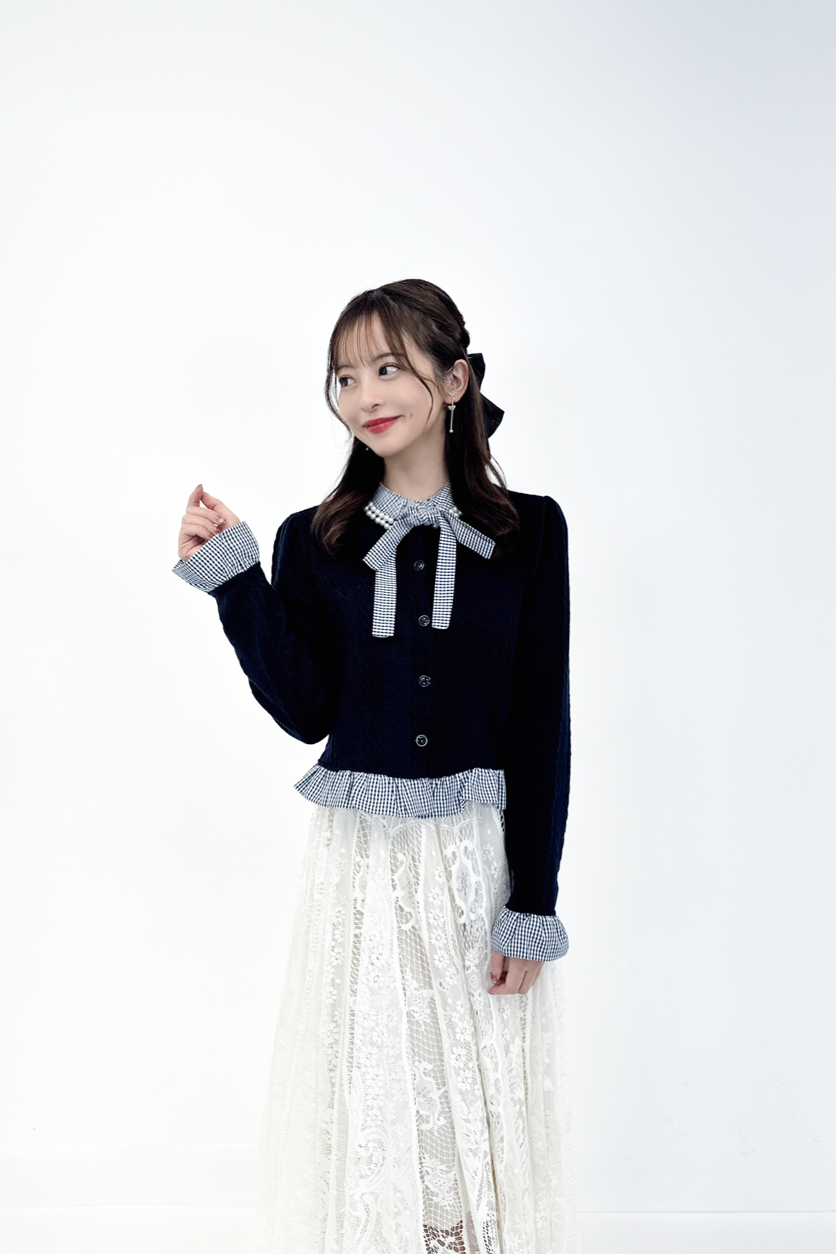 french retro gingham check frill tops