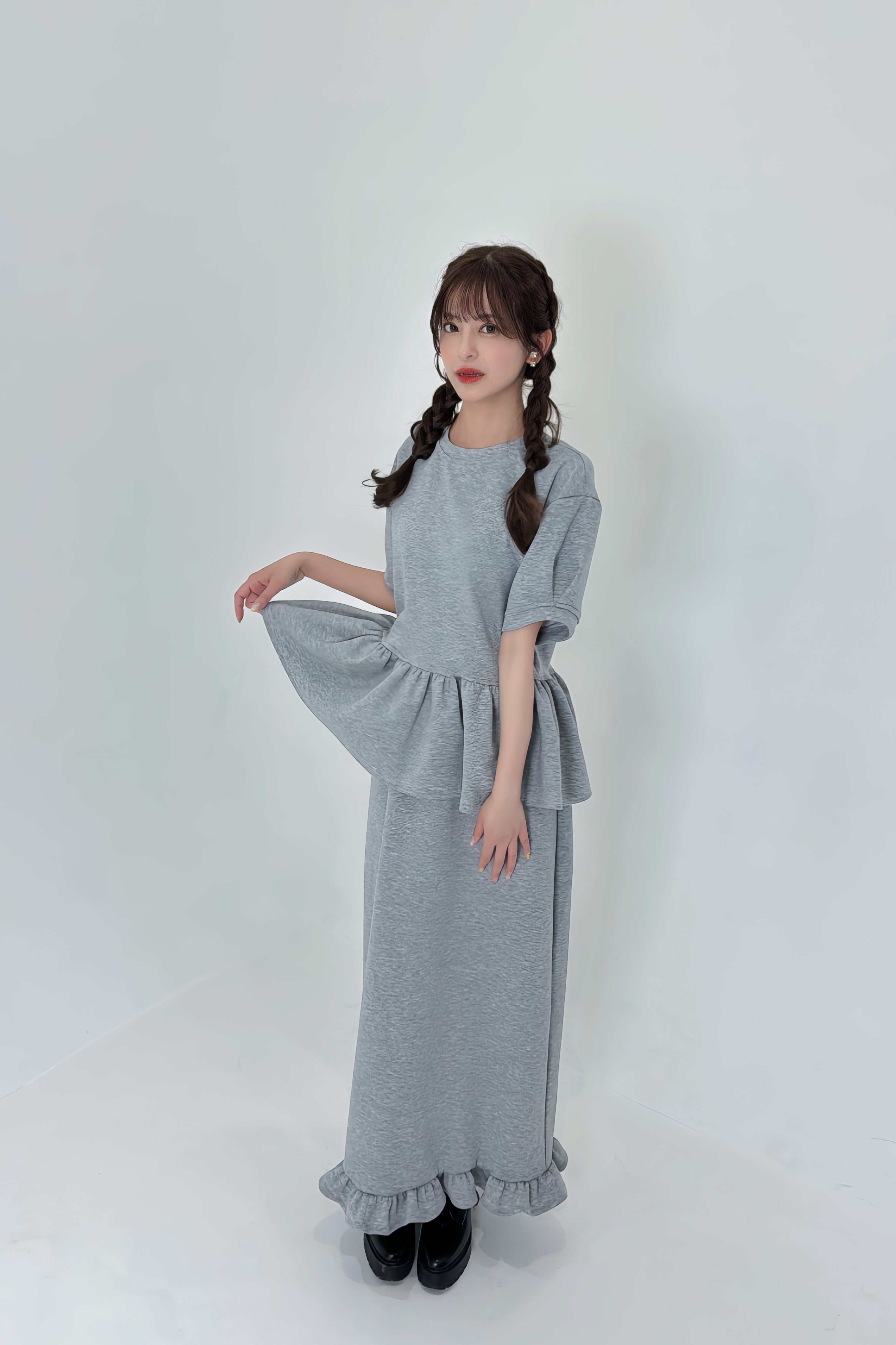 MELT GRAY PEPLUM SETUP