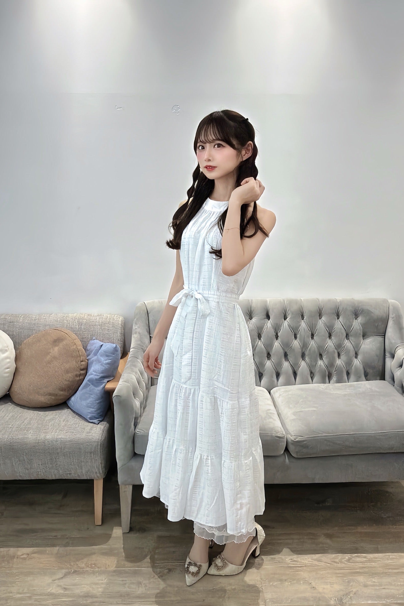 Soft Ribbon Tiered Midi Dress
