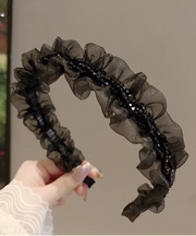 black frill elegant headband