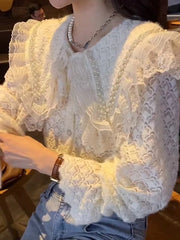 french white lace cardigan　