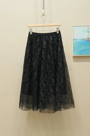 lace embroidered mesh skirt