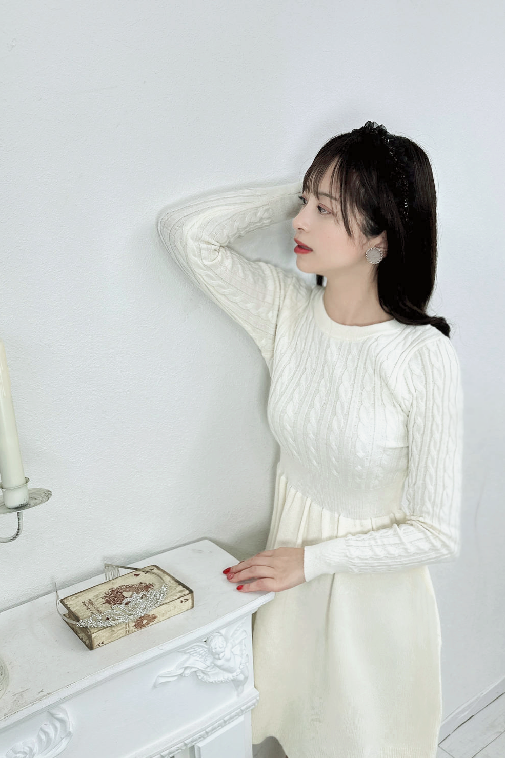 french cable knit dress