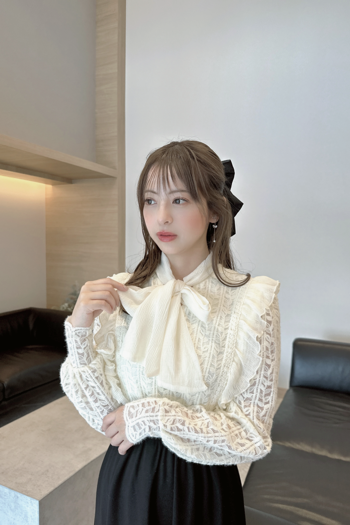 Romantic Lace Bow Blouse