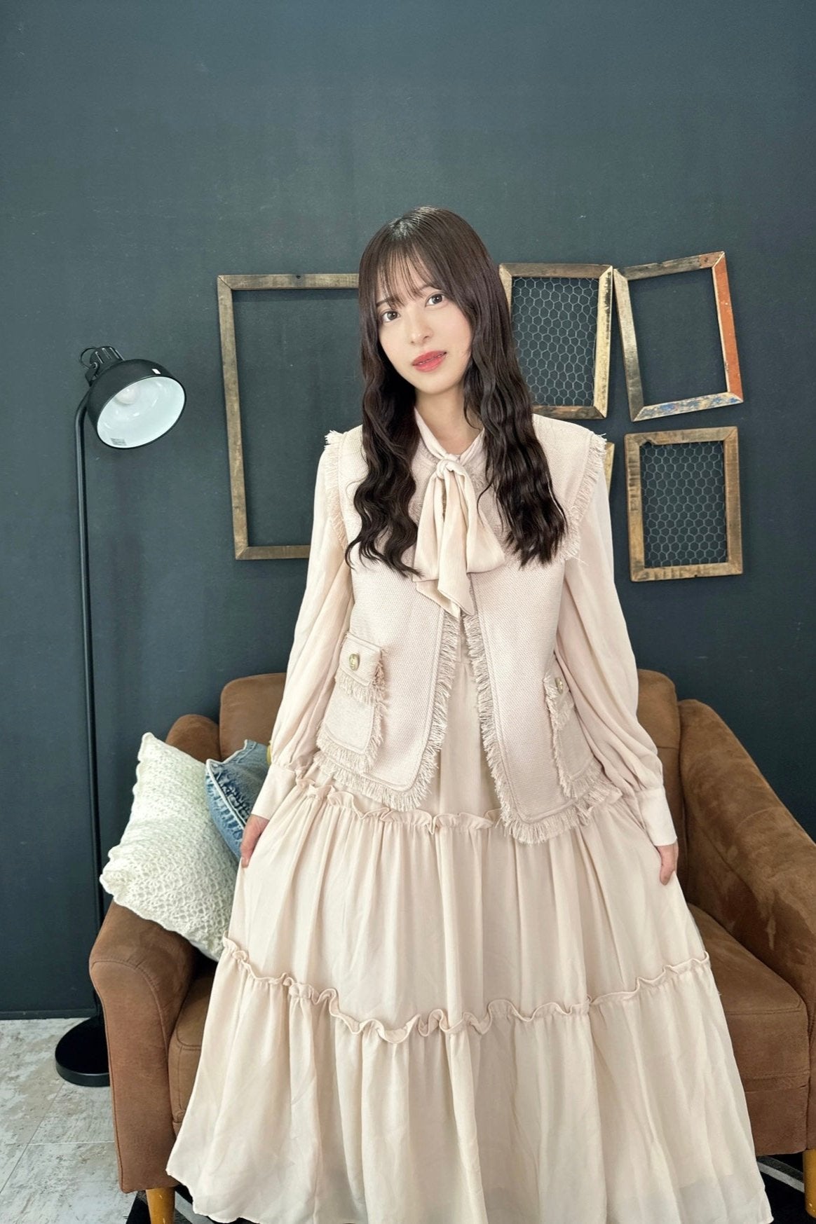 french Sweet Vest Dress Set