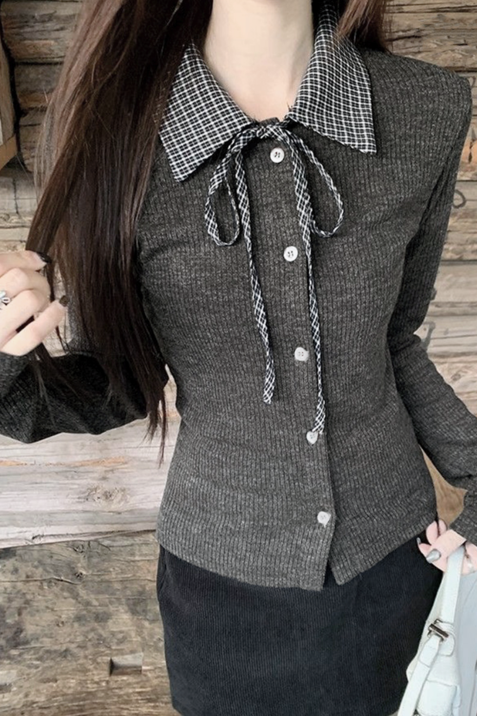 Classic Check Ribbon Knit Tee　