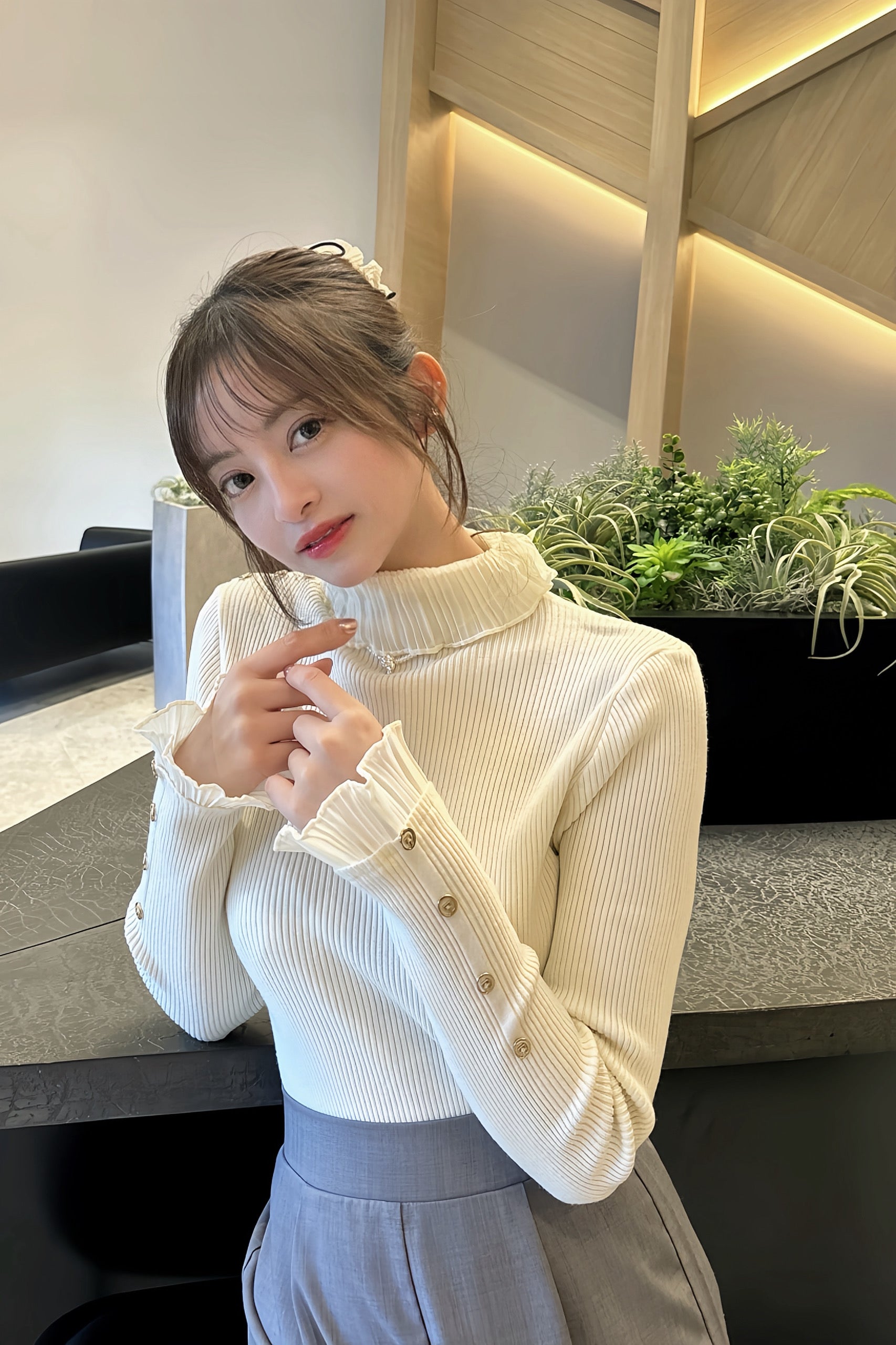 Princess Frill Ribbed Knit　