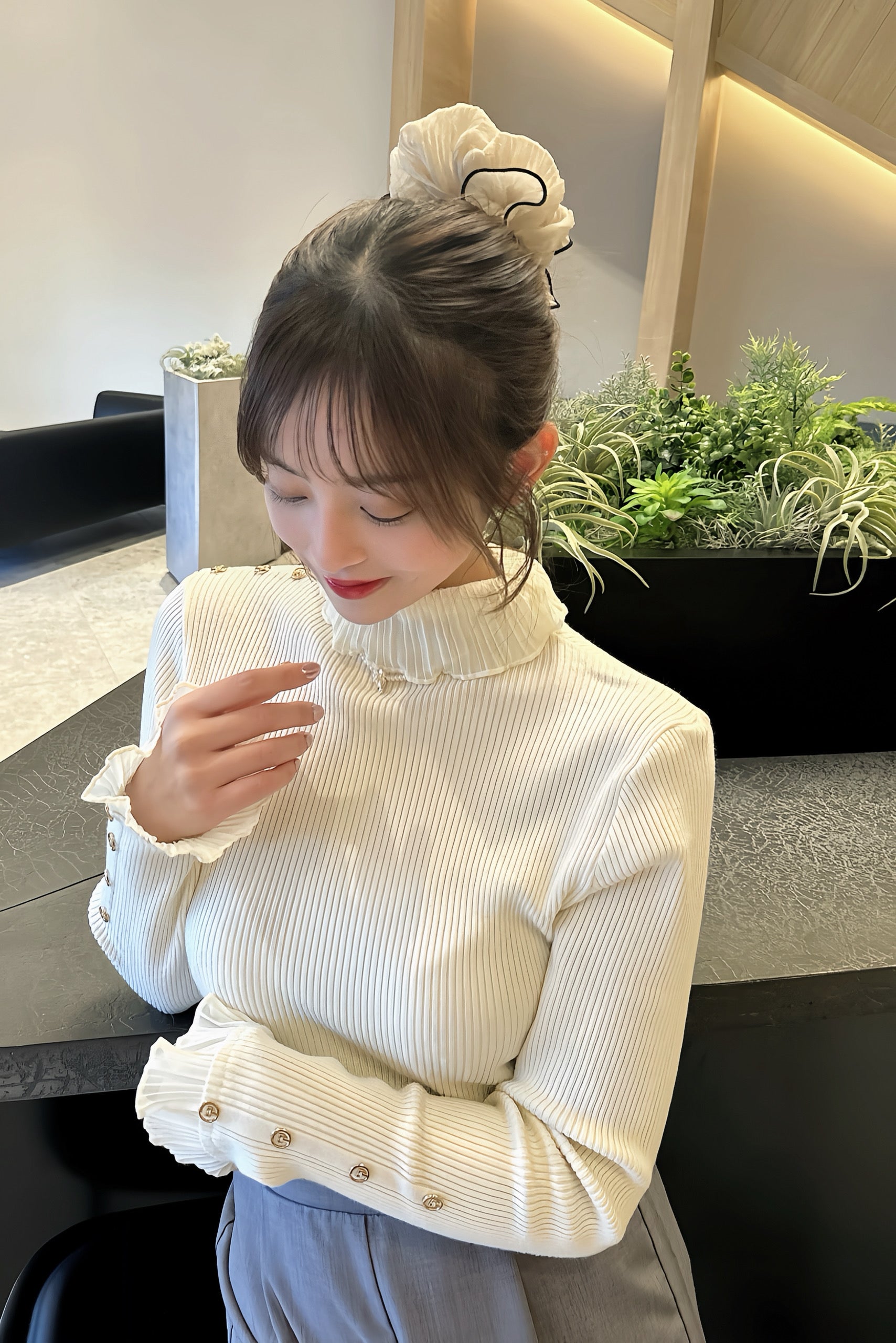 Princess Frill Ribbed Knit　