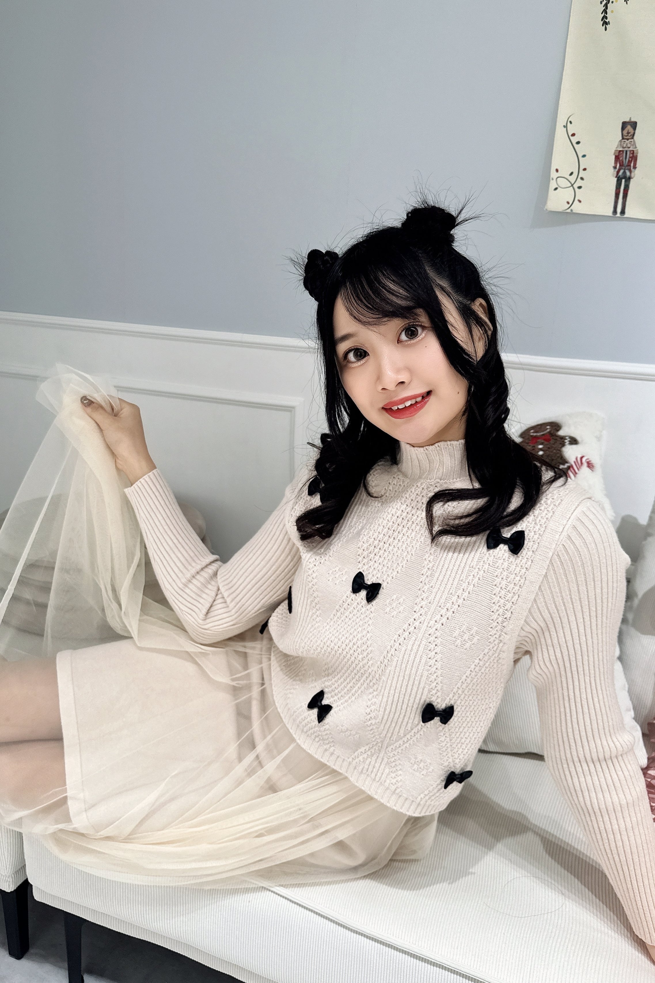 Ribbon Knit & Tulle One-piece Set　