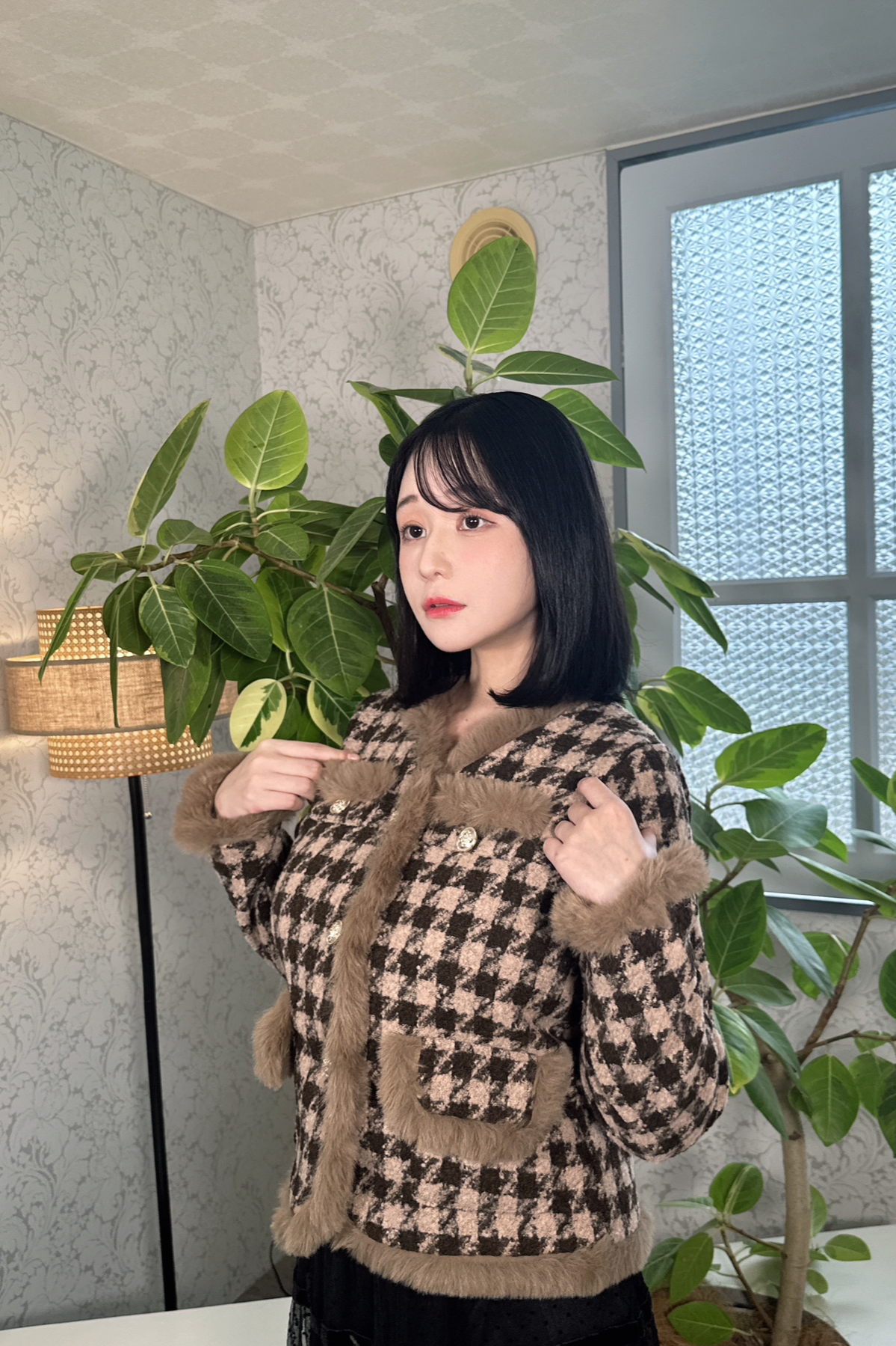 classic fur tweed coat